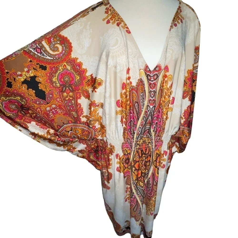 Dress Barn Women's Dress Size 22 Multi Color Pullover Elastic Waist Bohemian - Picture 3 of 7